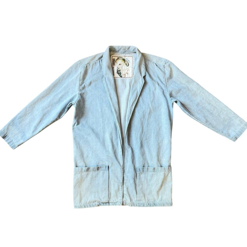 Vintage bebe Furrina Selvy Denim Jacket Women’s Oversized Large Jean Blazer Sz L